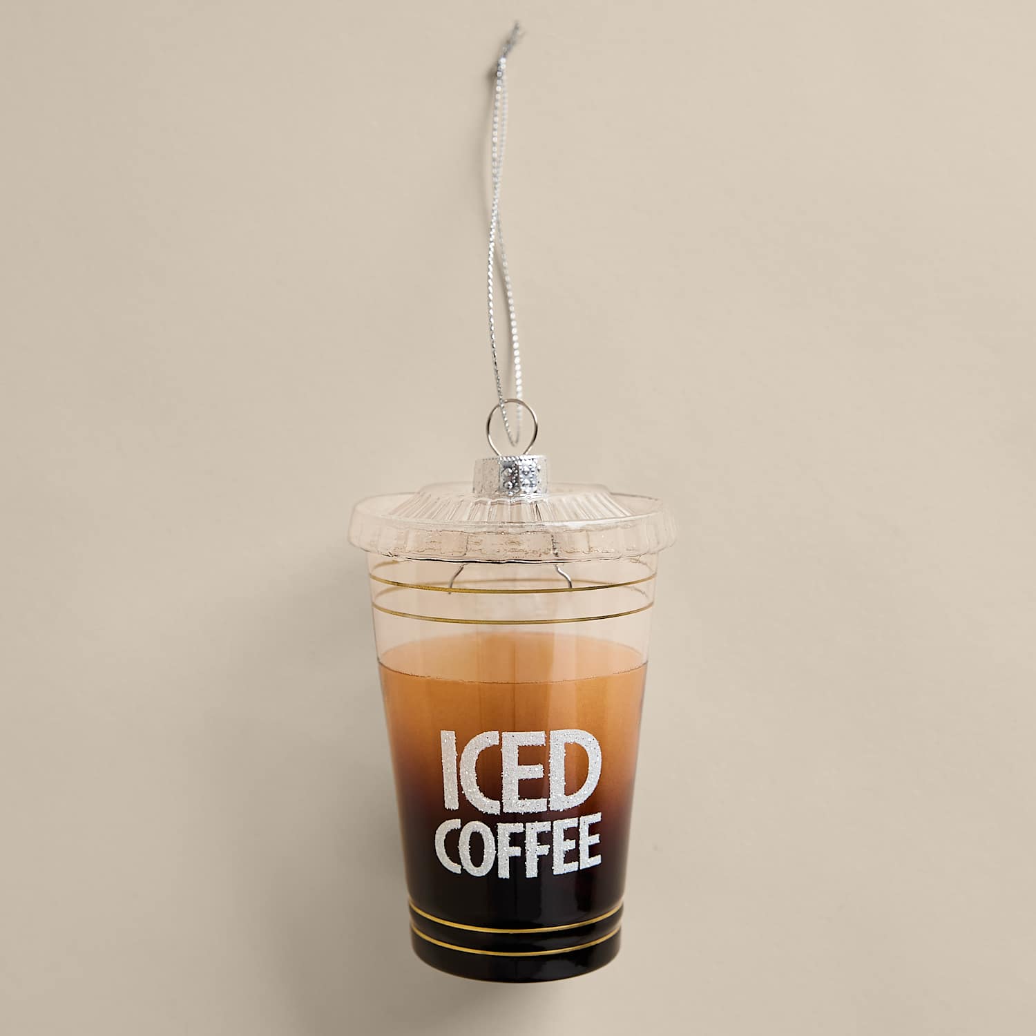 M&S Glass Novelty Iced Coffee Bauble - Brown Mix