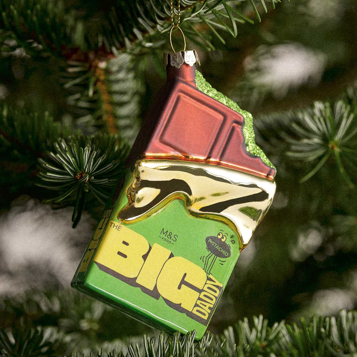 Glass M&S Big Daddy Pistachio Bar Ornament - Green Mix