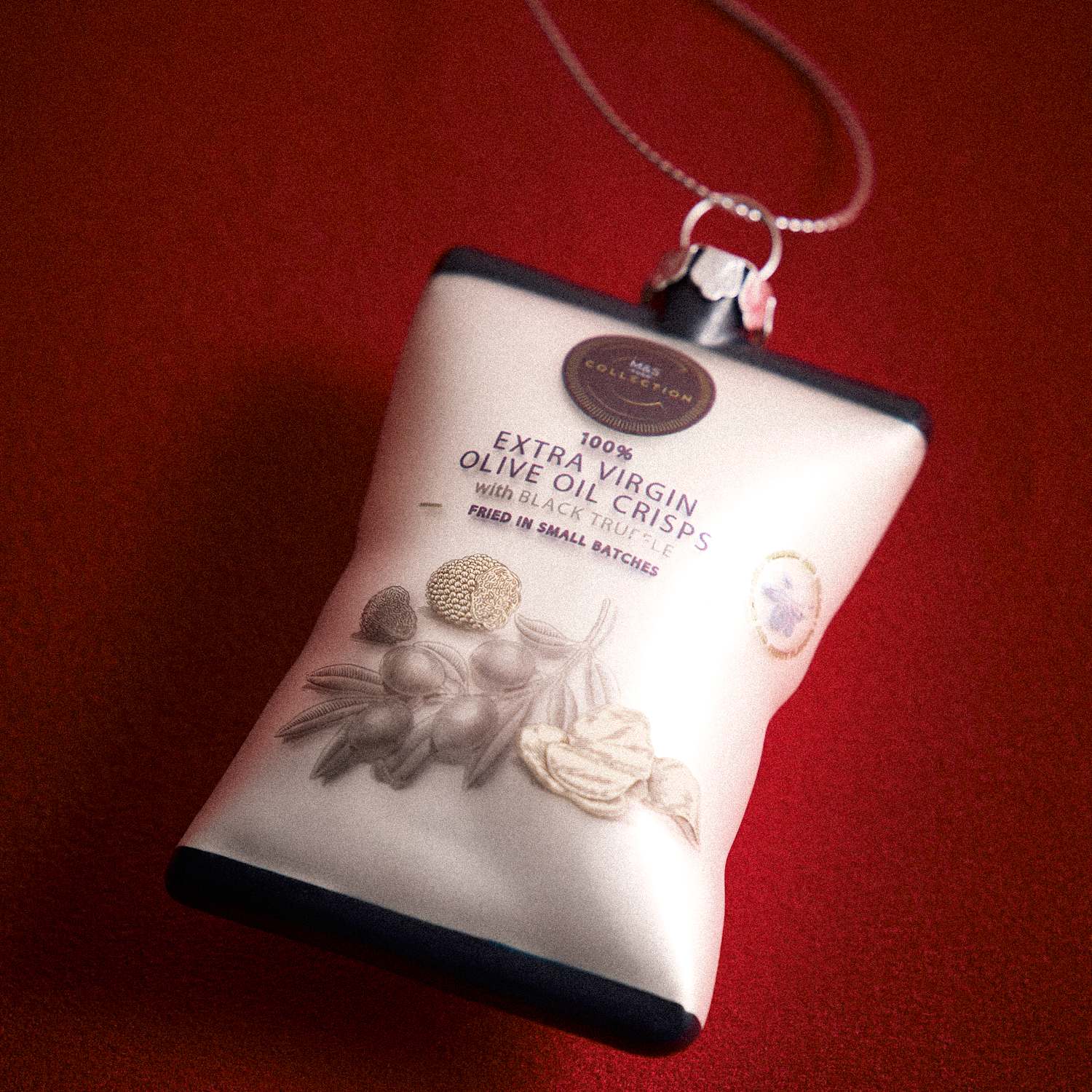 M&S Glass Truffle Crisps Novelty Bauble - Multi