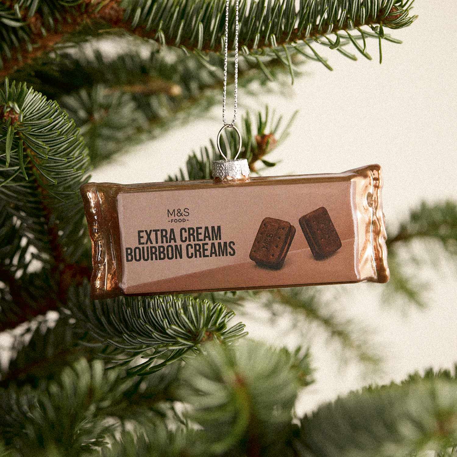 M&S Brown Glass Hanging Bourbon Decoration