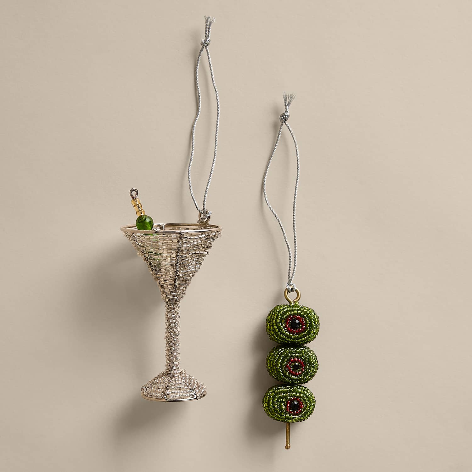 M&S 2 Pack Martini & Olives Hanging Decorations - Green Mix