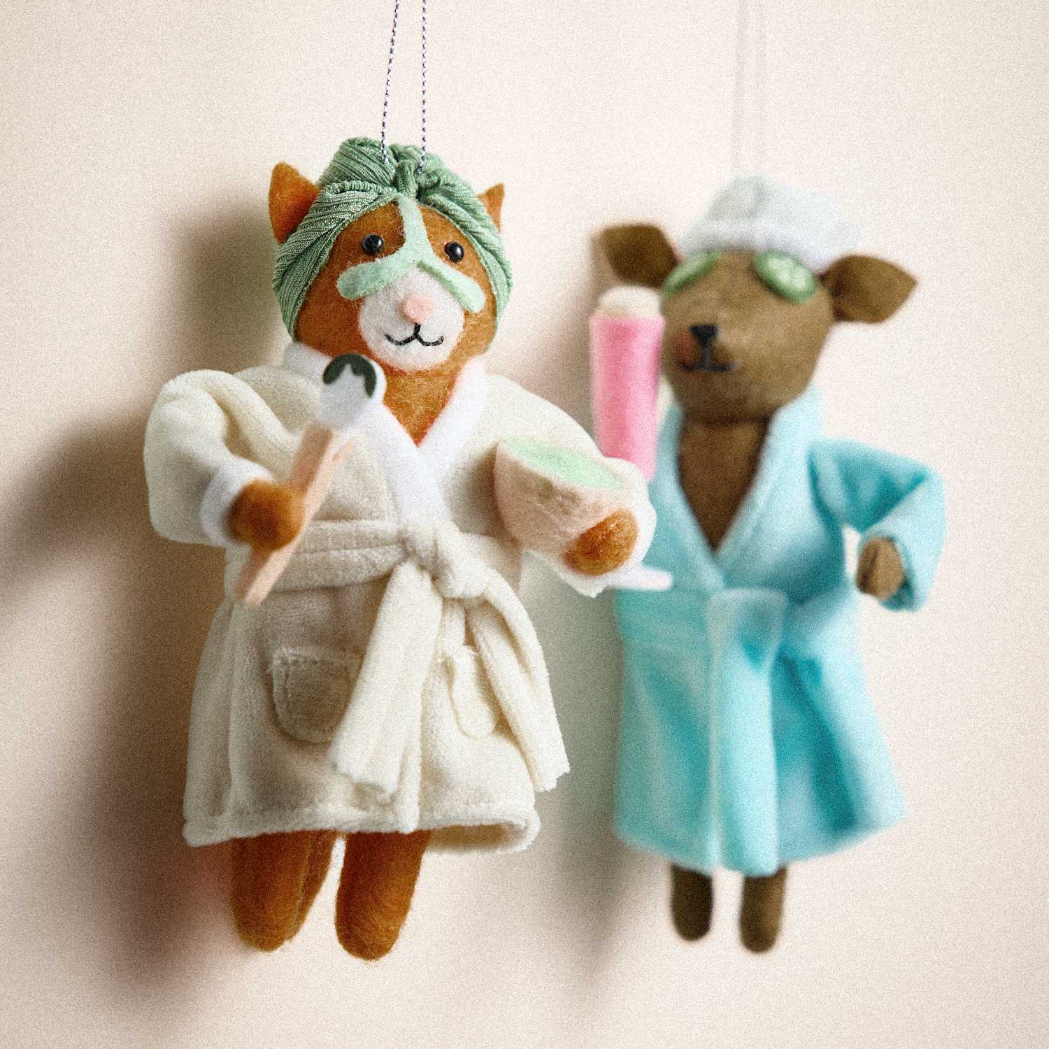 M&S 2 Pack Felt Pampered Pet Hanging Decorations - Multi