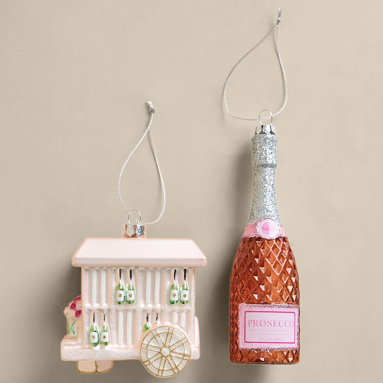 M&S Set of 2 Prosecco And Cart Baubles - Multi