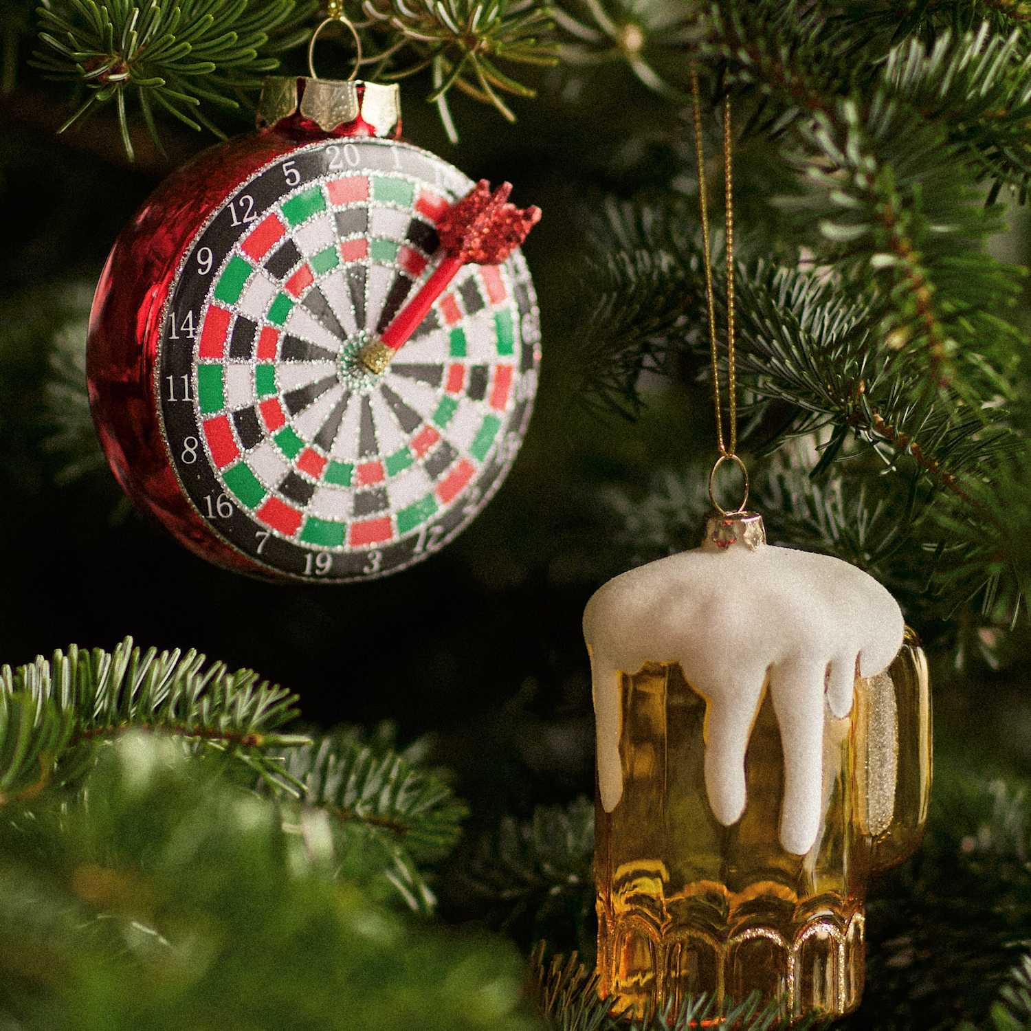M&S 2 Pack Glass Hanging Dart Decorations - Black Mix