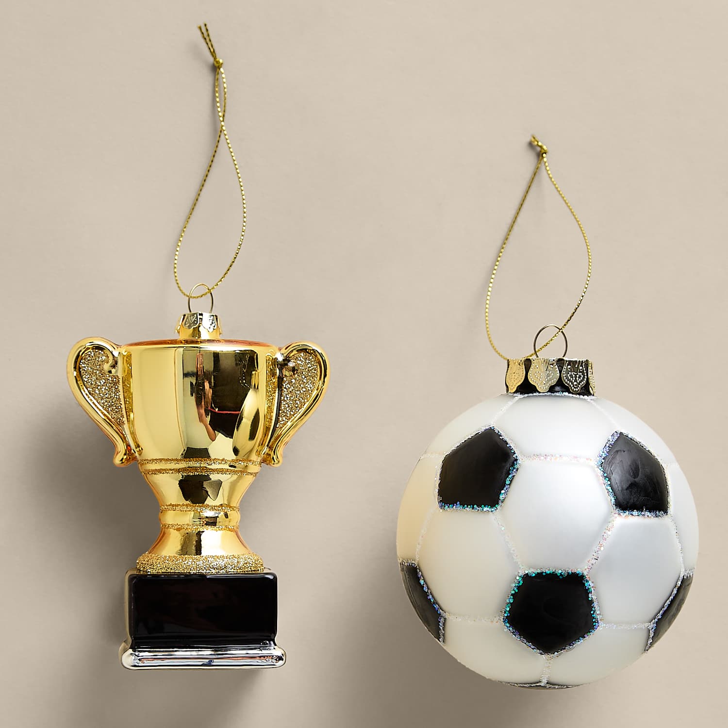 M&S 2 Pack Glass Football Tree Decorations - Multi