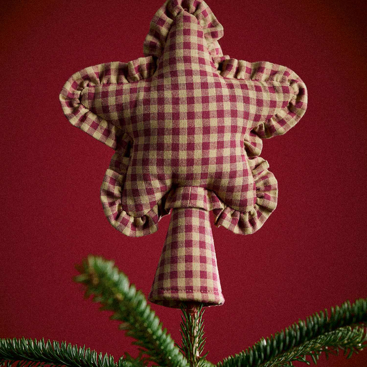 M&S Gingham Bow Tree Topper - Red Mix