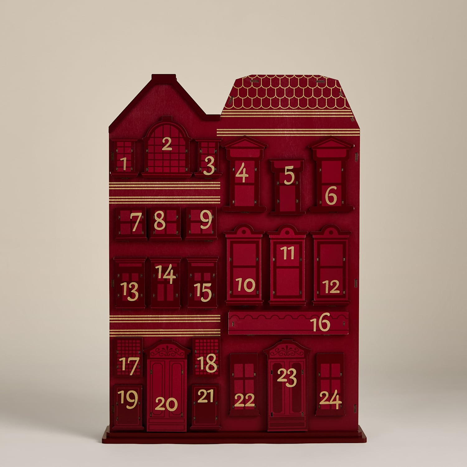 M&S Wooden Advent Townhouse - Red Mix