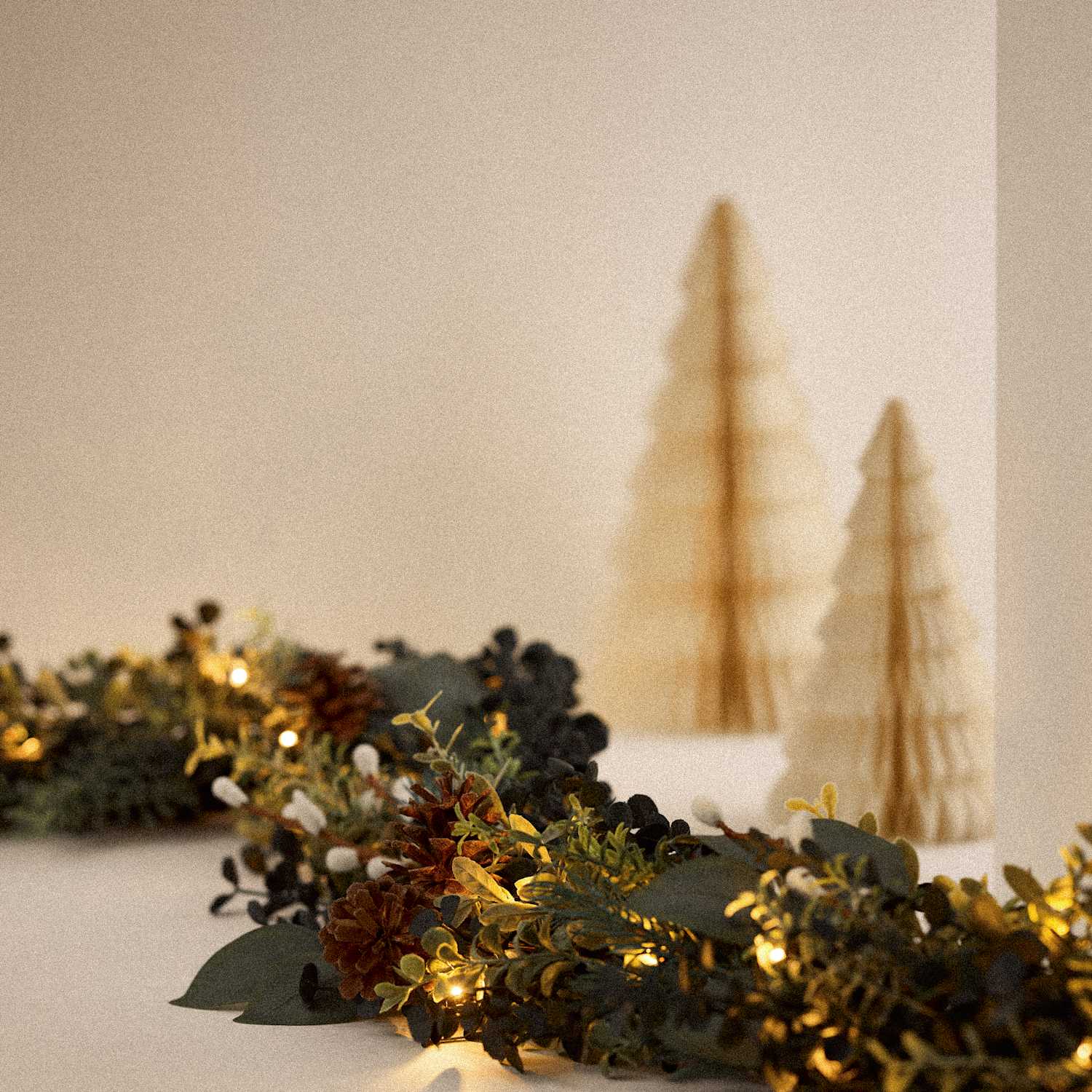 M&S 6ft Light Up Green Garland - Green Mix