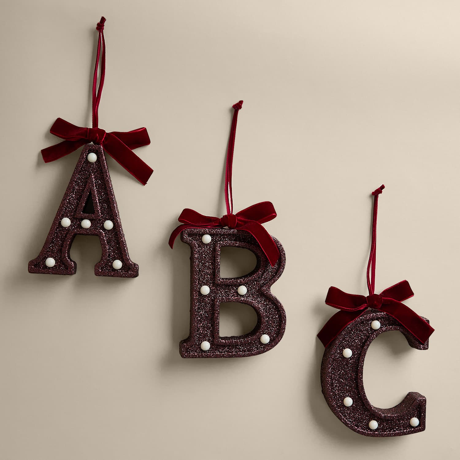 M&S Red Hanging Pre-Lit Letter Tree Ornament - Letter X