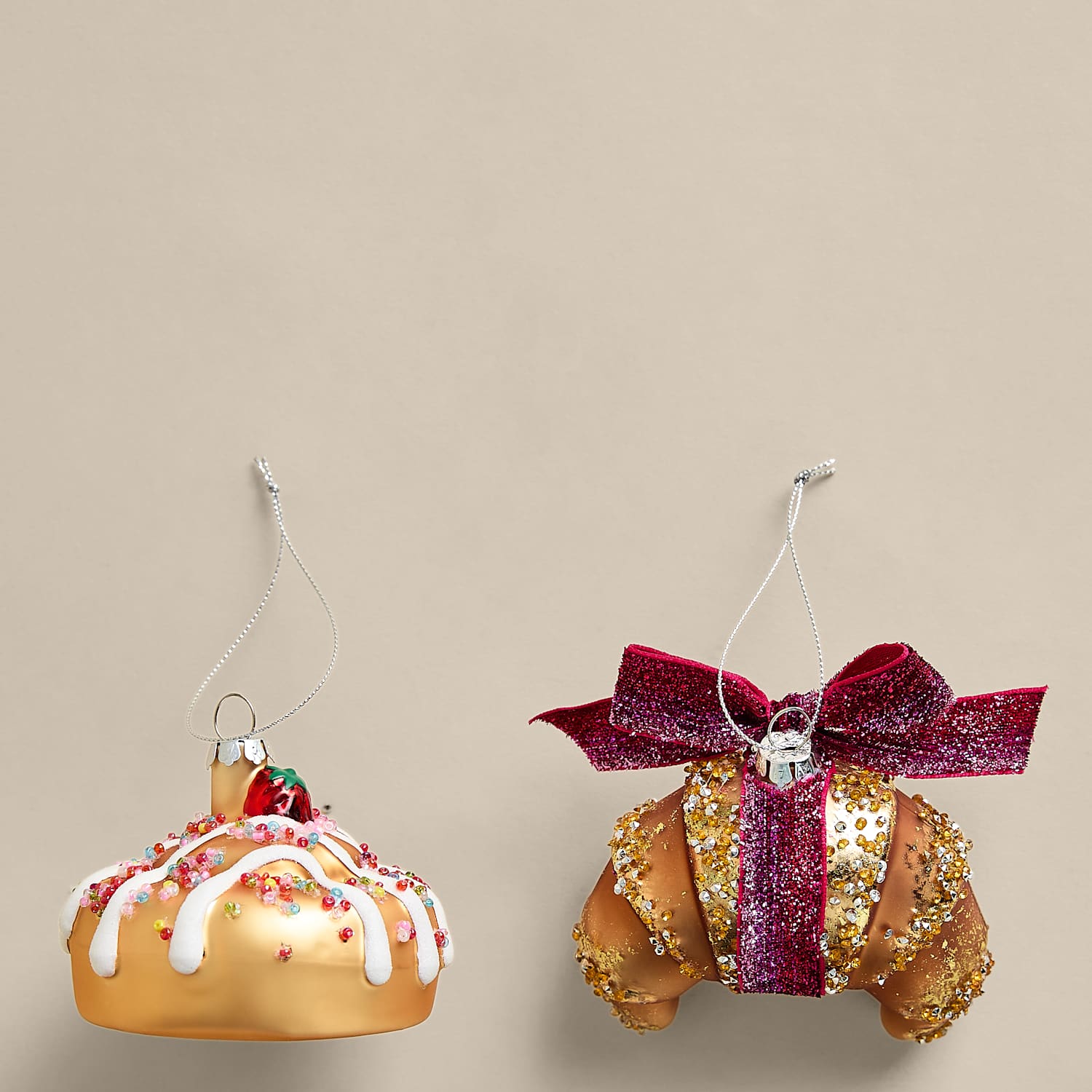 M&S 2 Pack Glass Bakery Hanging Decorations - Multi