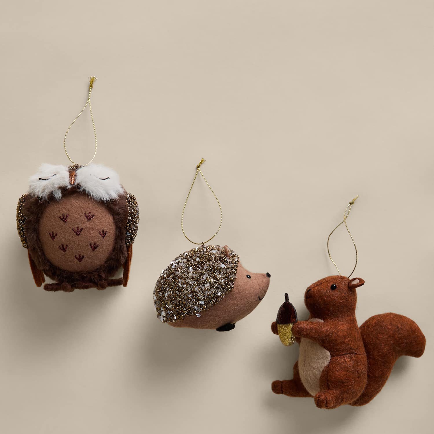 M&S 3 Pack Felt Woodland Animal Tree Decorations - Multi