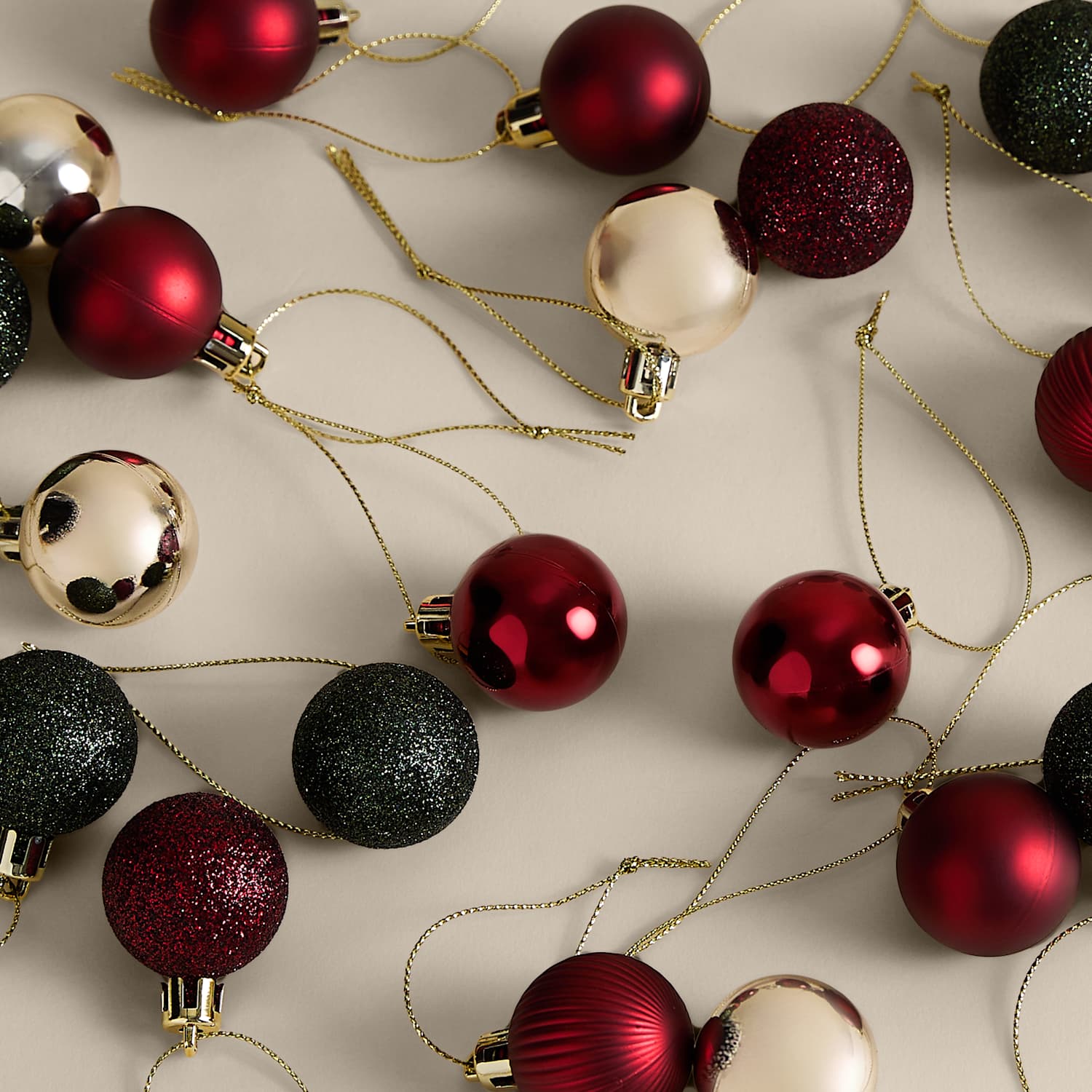 M&S 49 Pack Mini Shatterproof Baubles - Red Mix