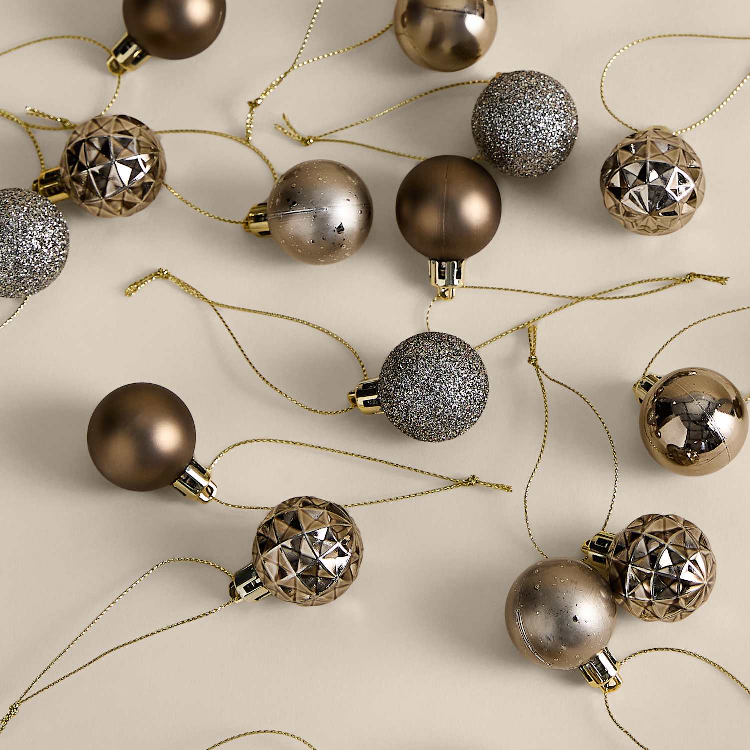 M&S 49 Pack Mini Shatterproof Baubles - Gold