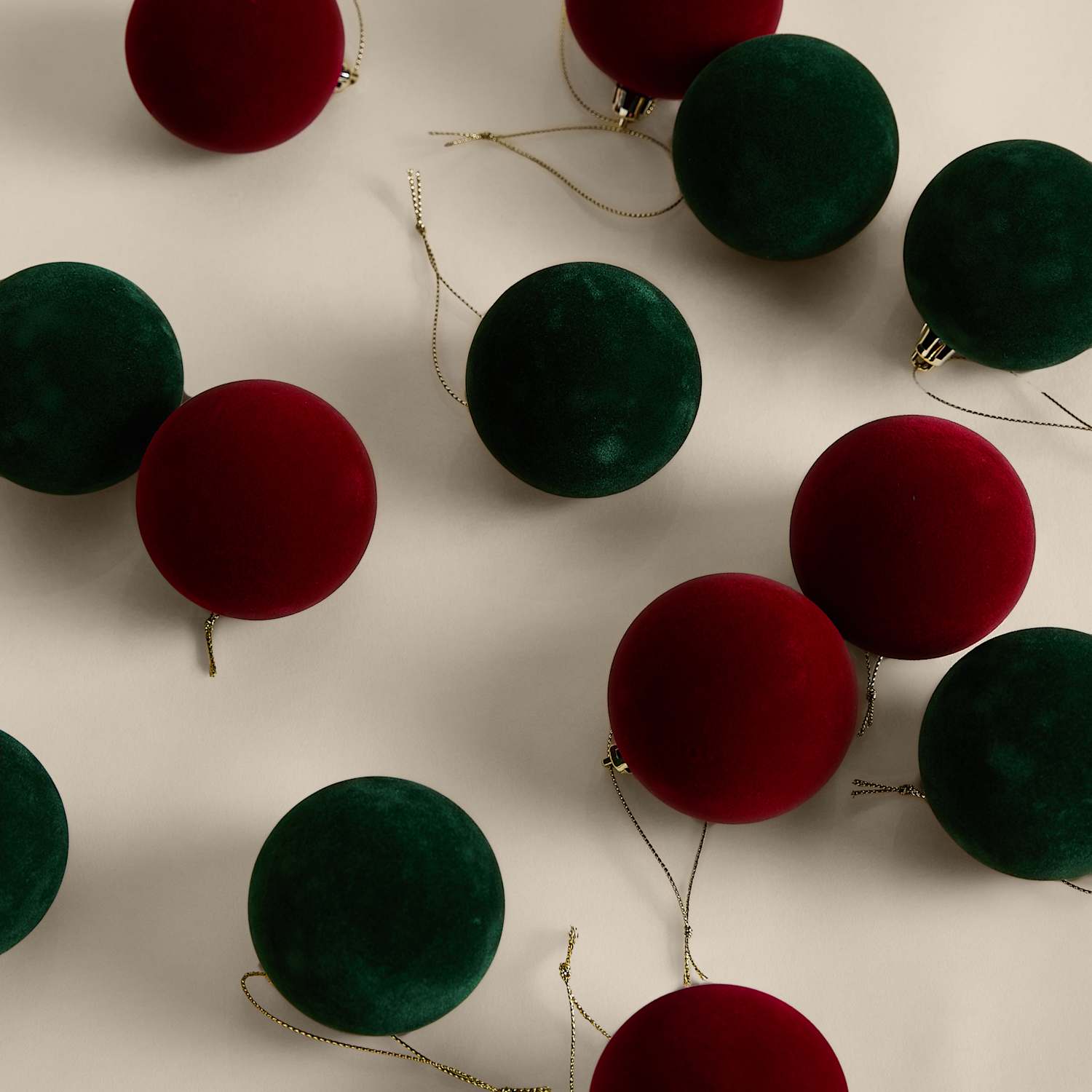 M&S 24 Pack Flocked Shatterproof Baubles - Red Mix