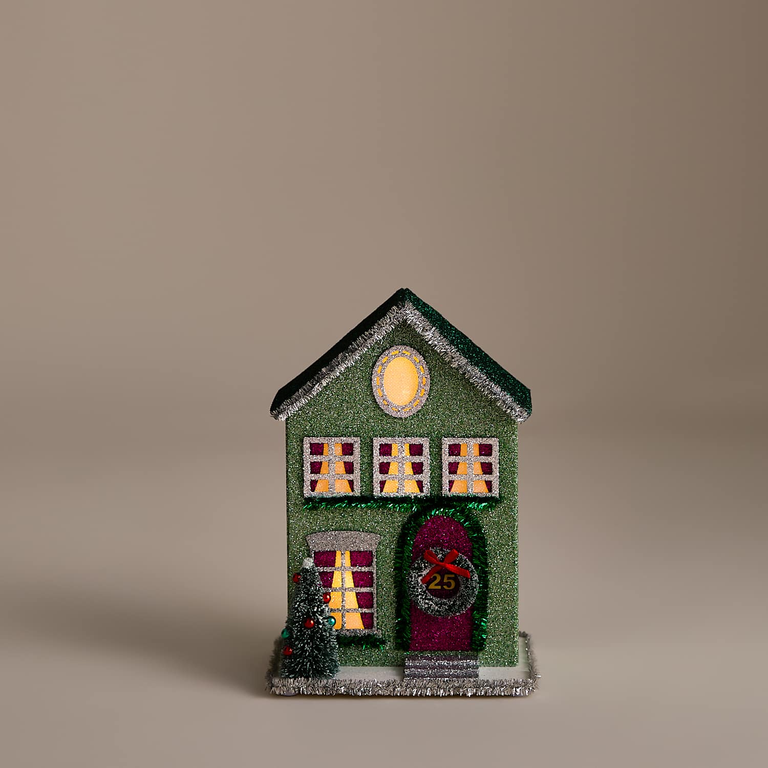 M&S Multicoloured Paper Glitter Light Up House - Green Mix