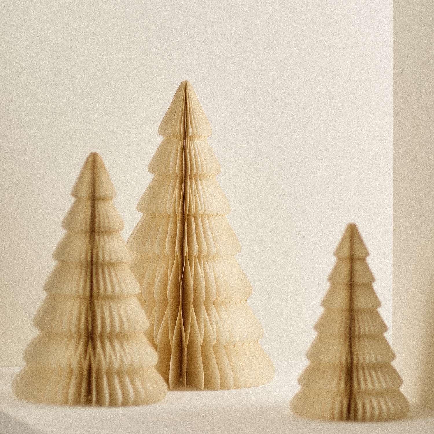 M&S 3 Pack Paper Tree Decorations - Cream