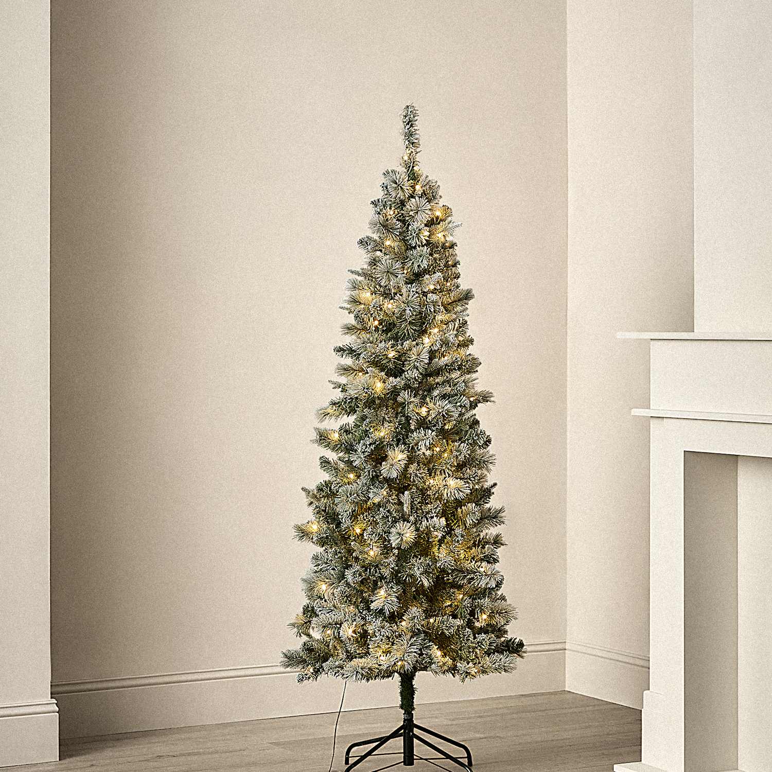 M&S 6ft Pre-Lit Slim Snowy Monterey Scots Pine Christmas Tree - White Mix
