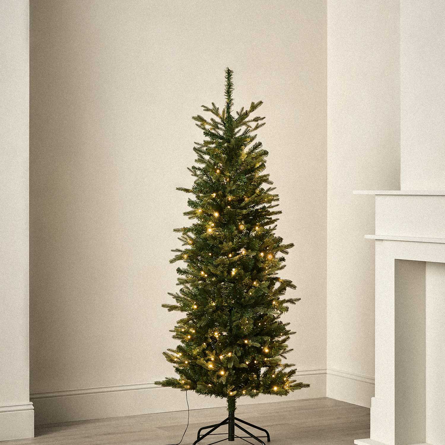 M&S 6ft Pre-Lit Slim Grand Fir Christmas Tree - Green