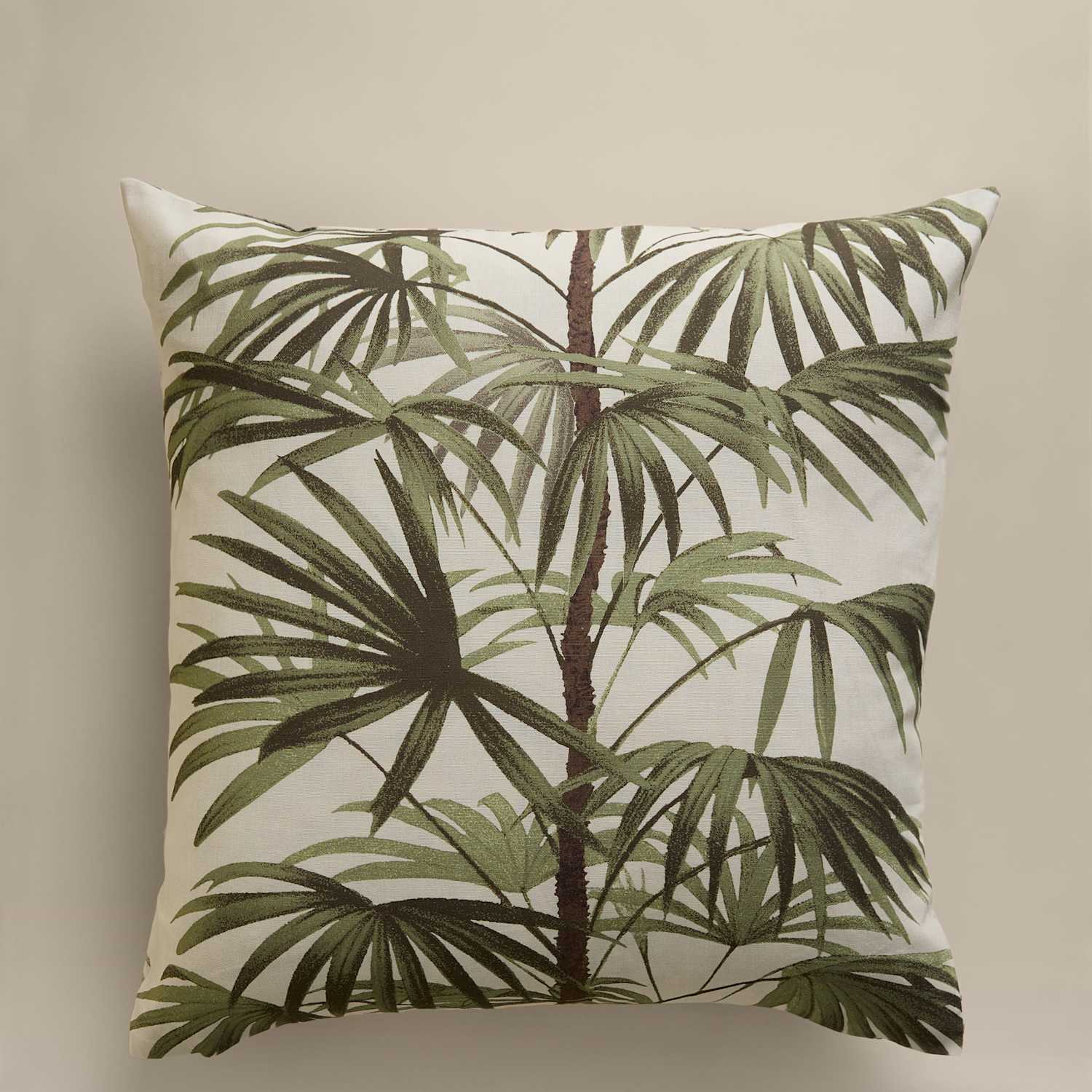 M&S Pure Cotton Fern Tree Cushion Cover - Green Mix