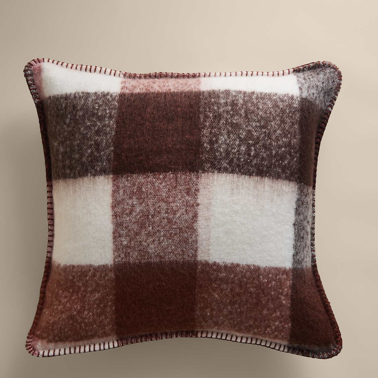 M&S Brushed Mohair Cushion - Red Mix