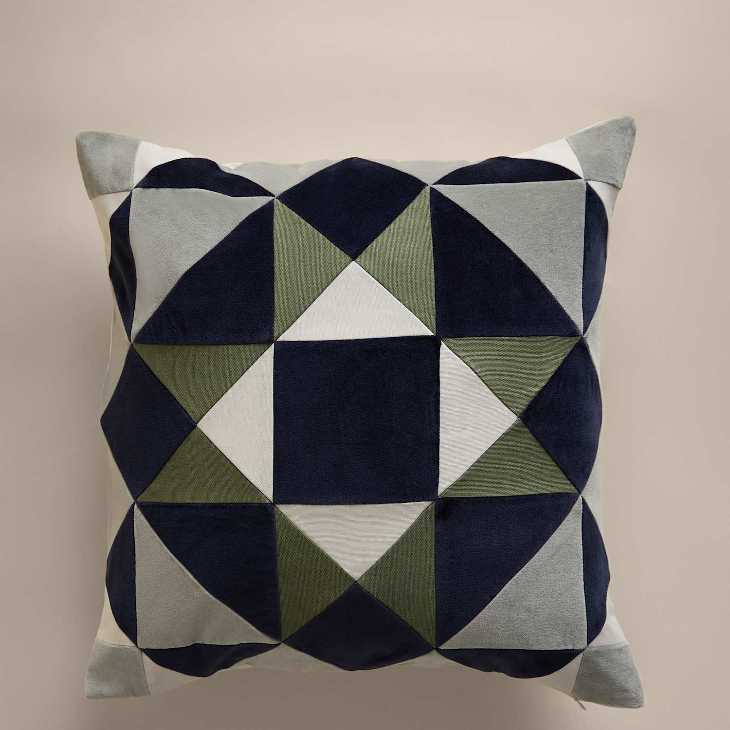 M&S Pure Cotton Patchwork Cushion Cover - Green Mix
