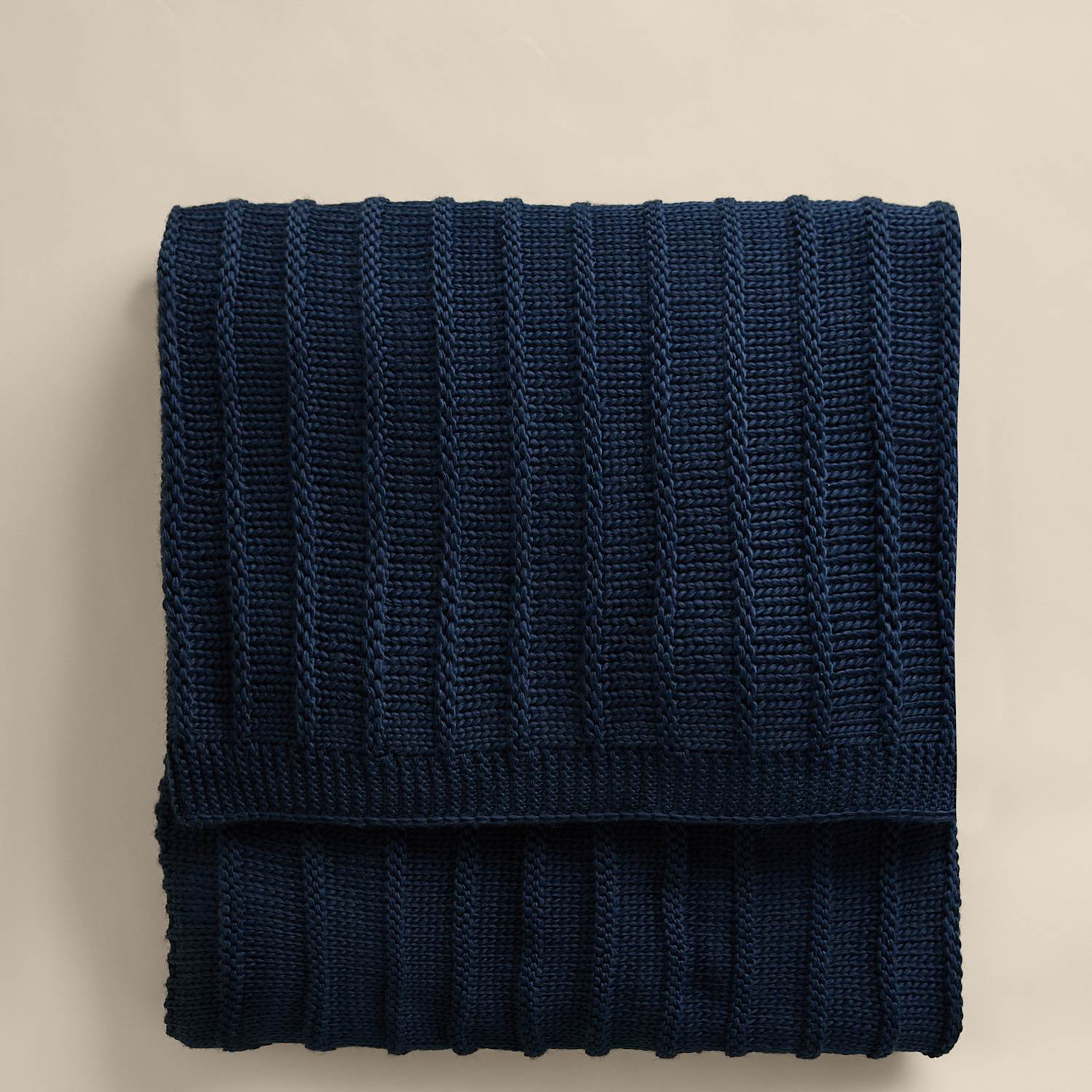 M&S Ribbed Knitted Throw - Navy