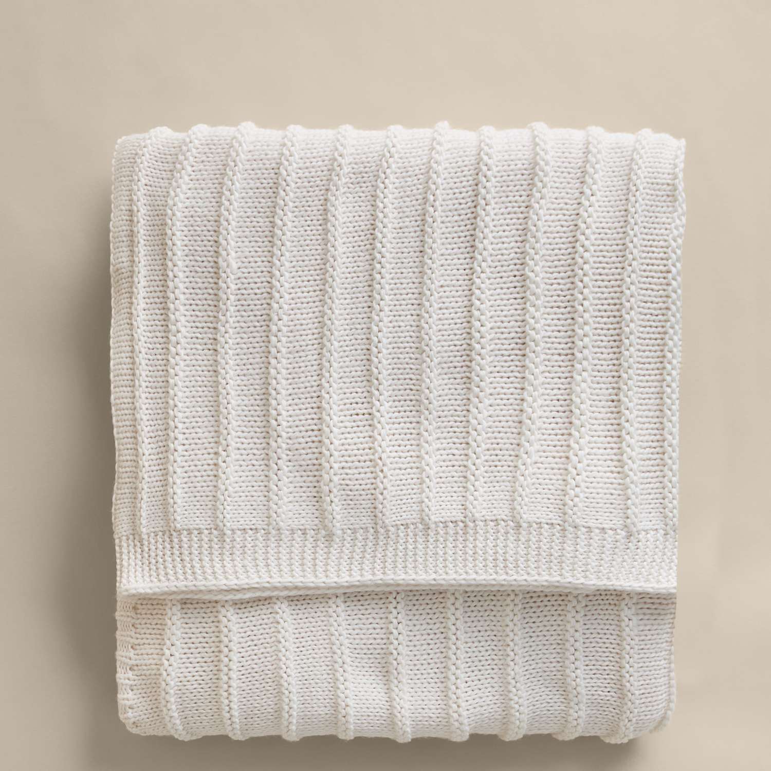 M&S Ribbed Knitted Throw - Ecru