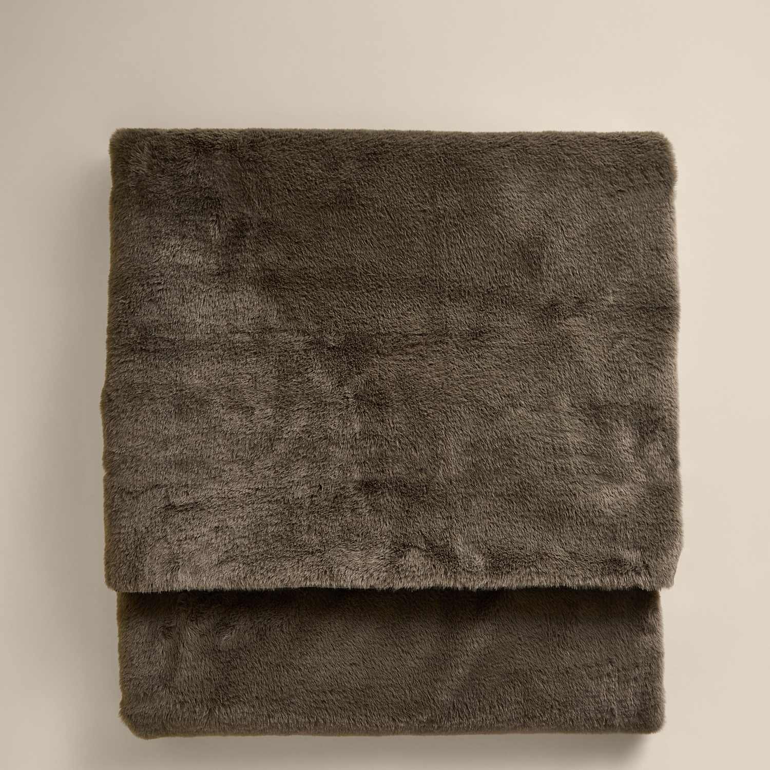 M&S Supersoft Faux Fur Large Throw - Extra Large - Khaki