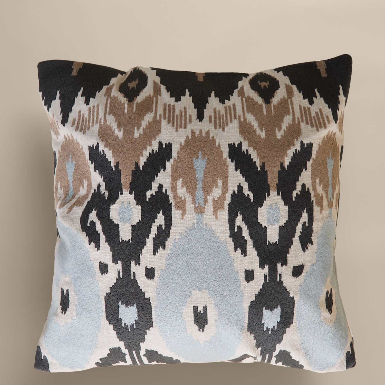M&S Pure Cotton Embroidered Ikat Cushion - Grey Mix