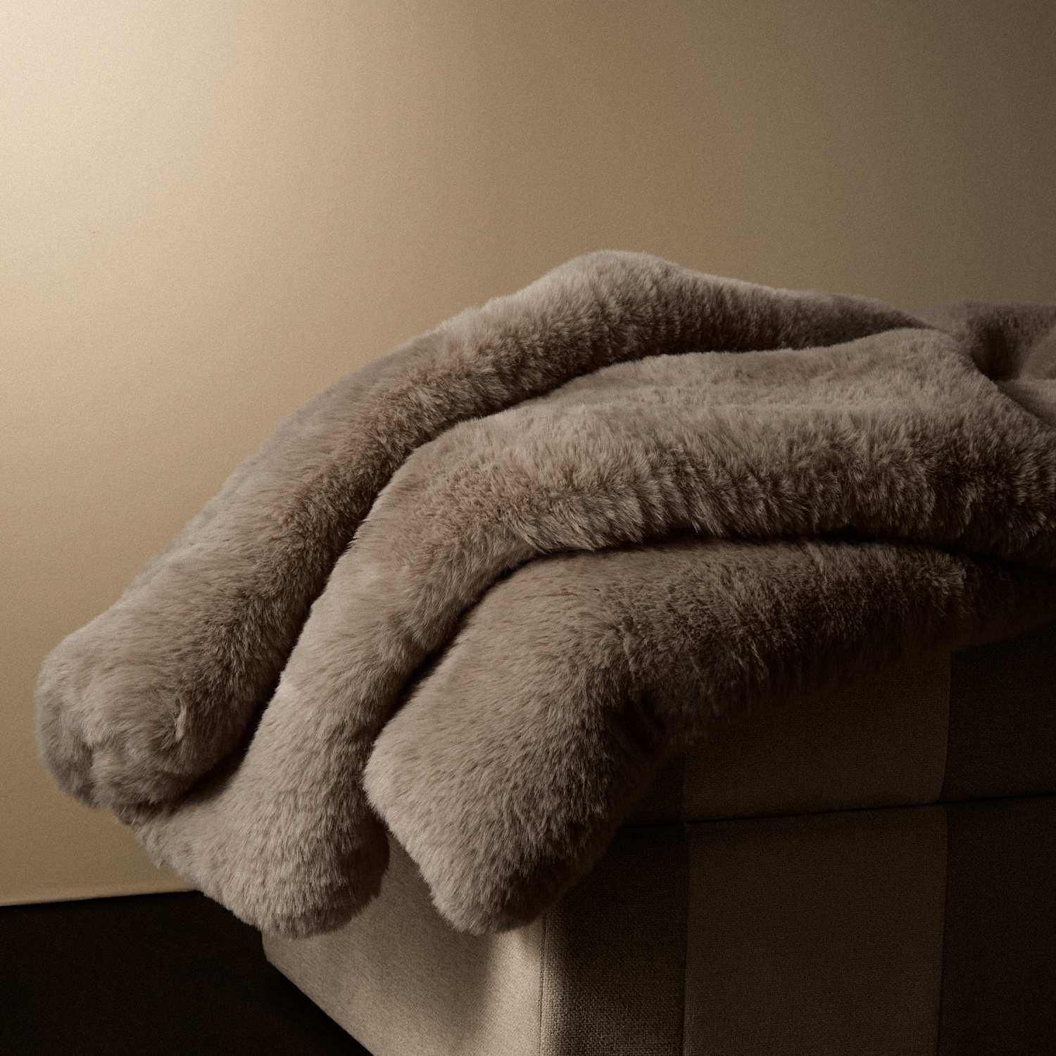 M&S X Kelly Hoppen Faux Fur Throw - Taupe