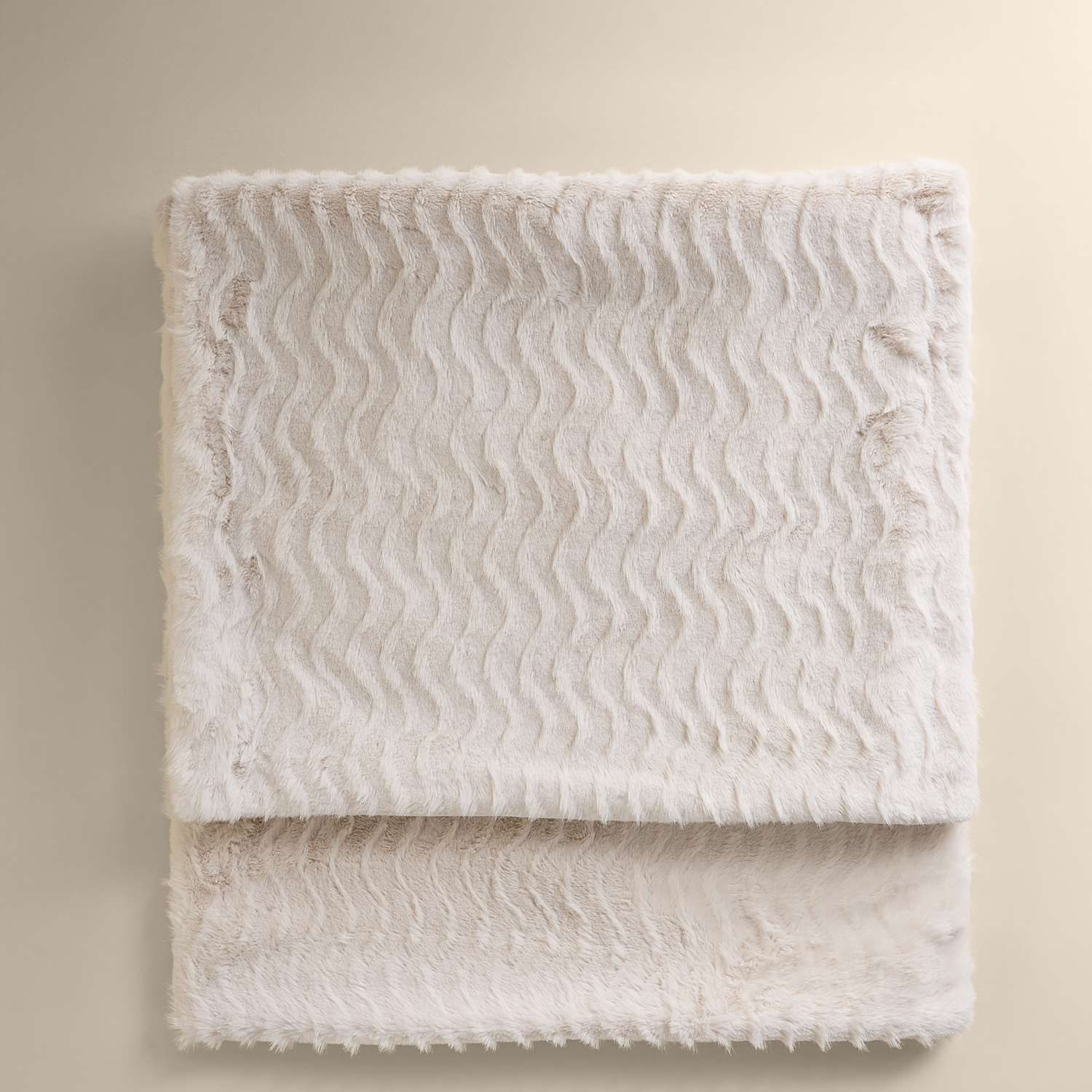 M&S Faux Fur Feathered Throw - Ivory