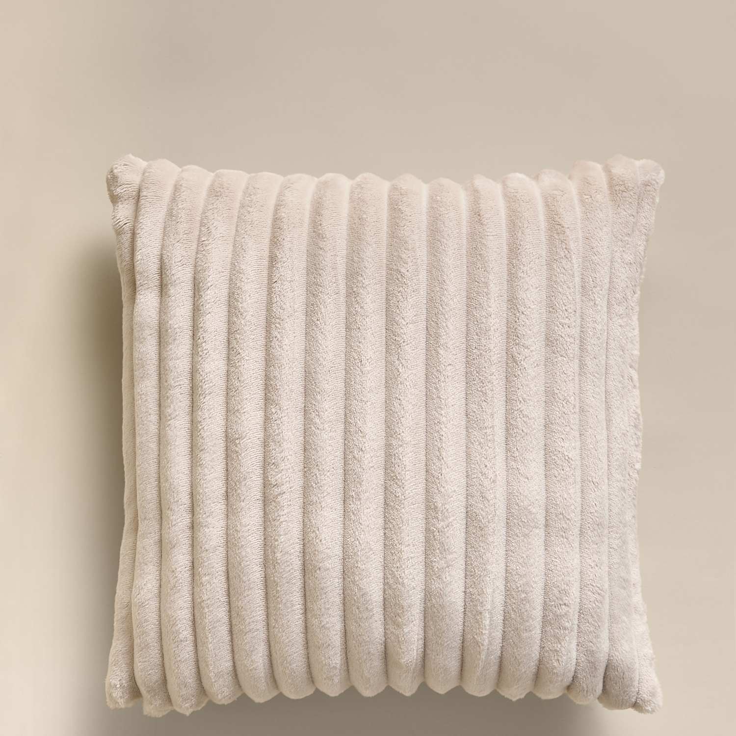 M&S Ribbed Fleece Cushion - Neutral