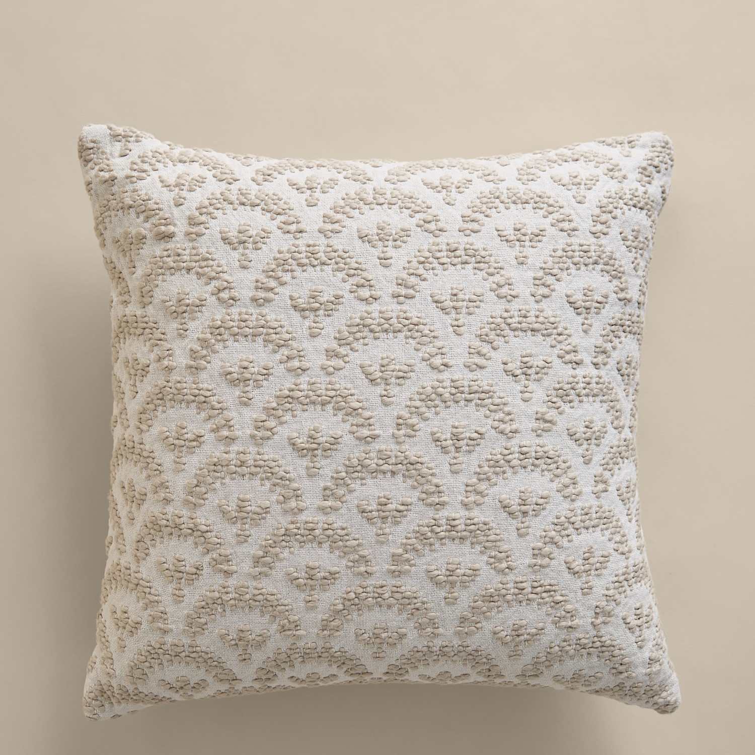 M&S Pure Cotton Fan Jacquard Cushion - Natural Mix
