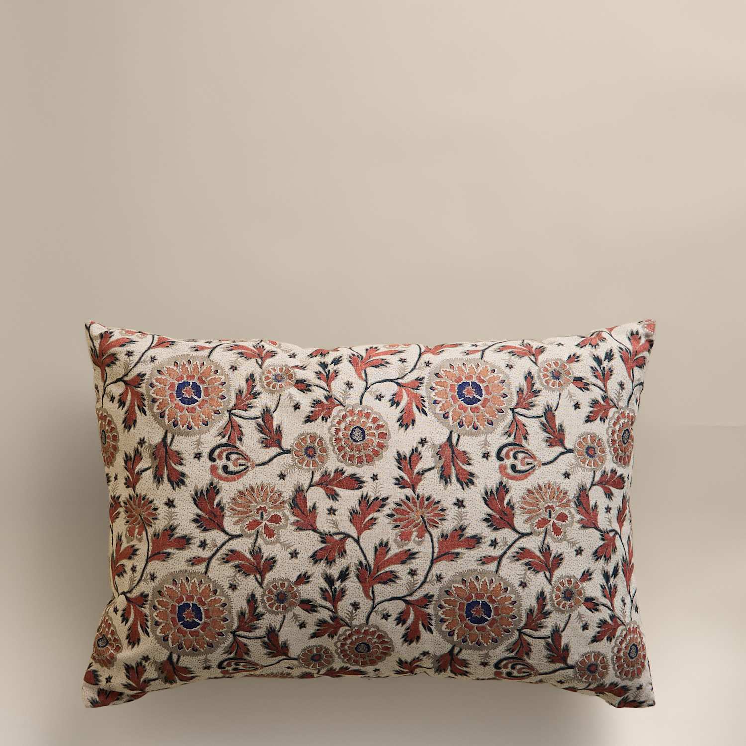 M&S Cotton Rich Floral Bolster Cushion - Rust Mix