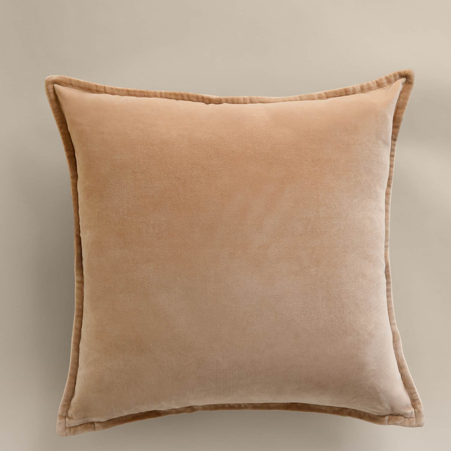 M&S Pure Cotton Velvet Cushion - Biscuit