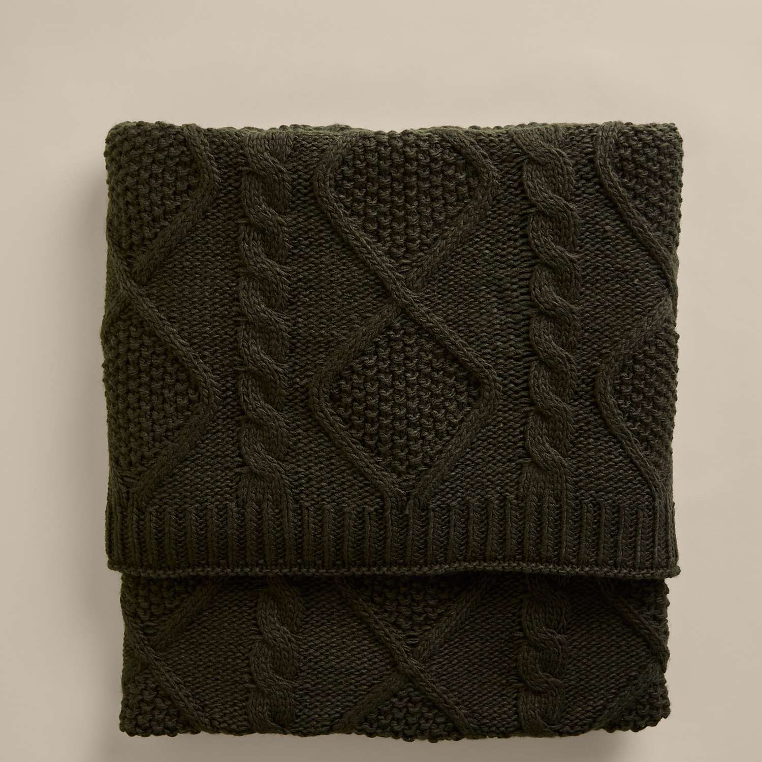 M&S Cable Knit Throw - Khaki