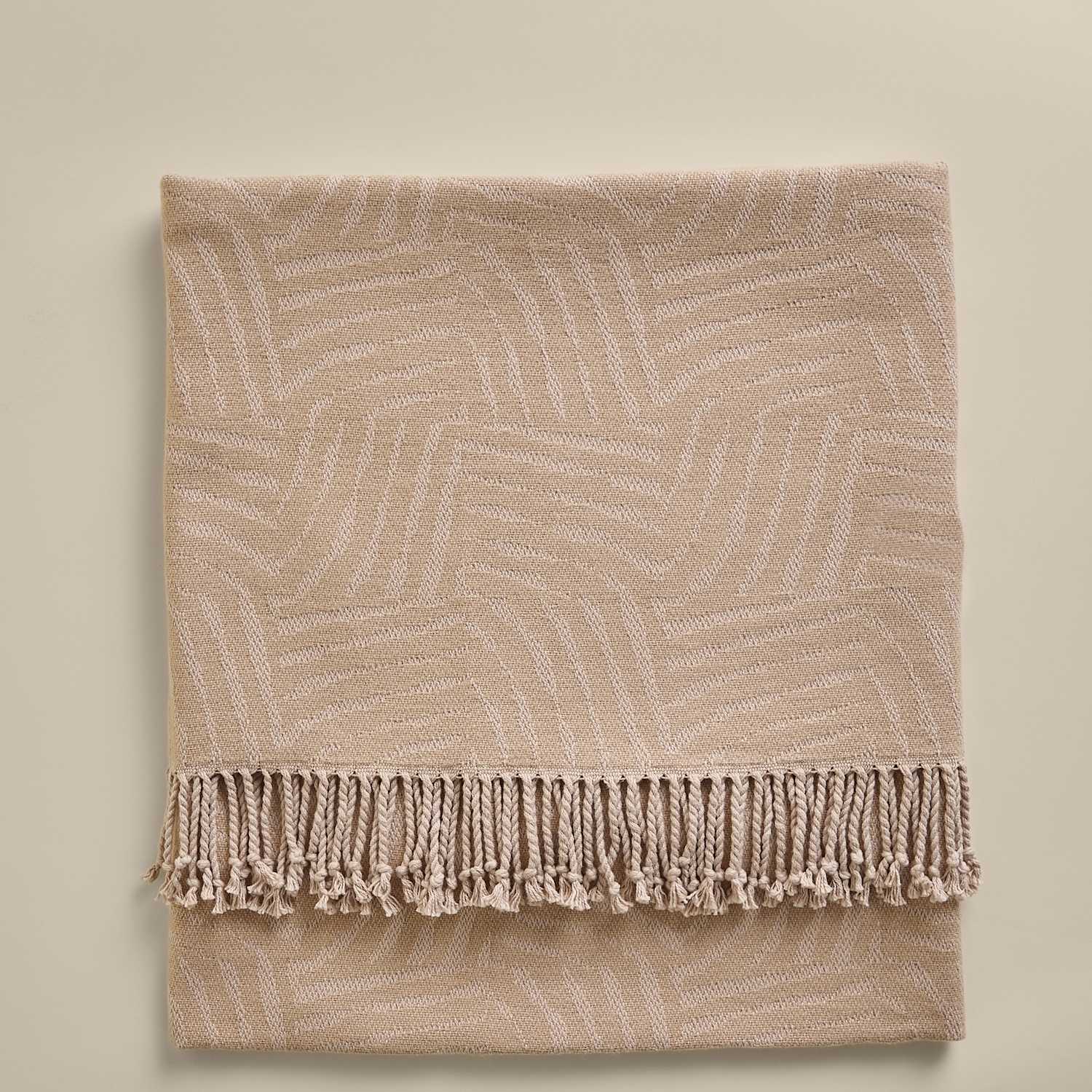 M&S Cotton Rich Geometric Throw - Neutral
