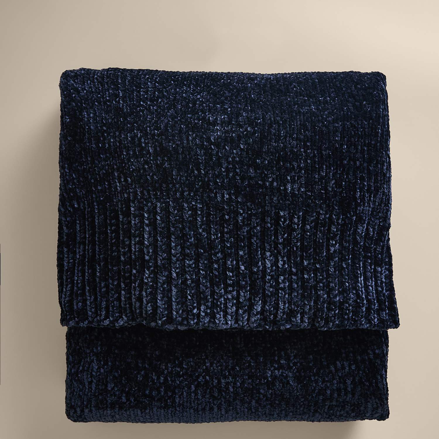 M&S Chenille Knitted Throw - Navy
