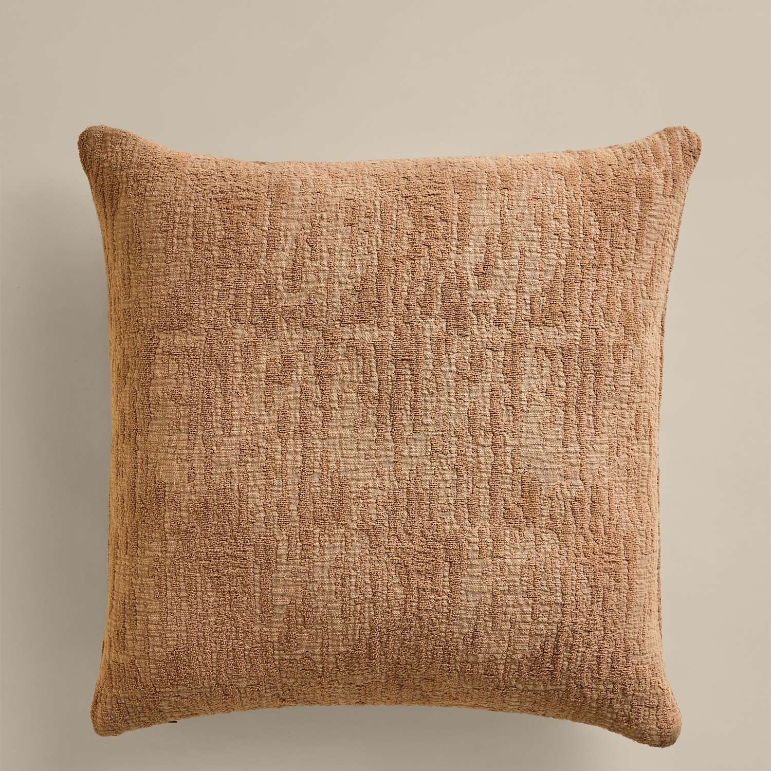 M&S Pure Cotton Chenille Jacquard Cushion - Biscuit