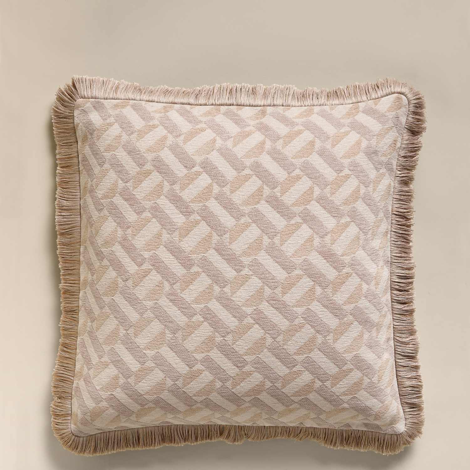 M&S Chenille Geometric Tile Cushion - Biscuit