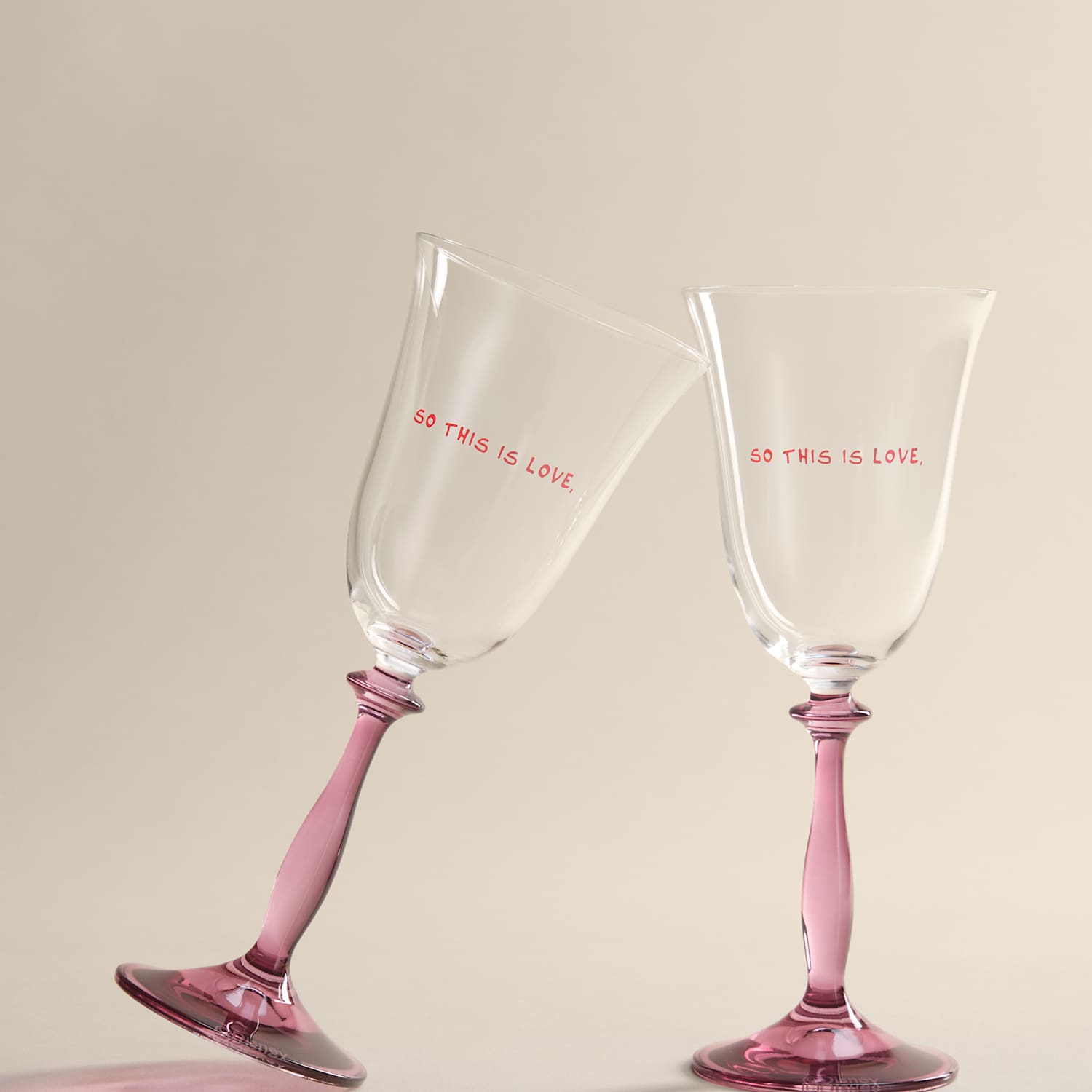 Disney X Anna + Nina Cinderella So This Is Love Set of 2 Wine Glasses - Pink - Available at M&S
