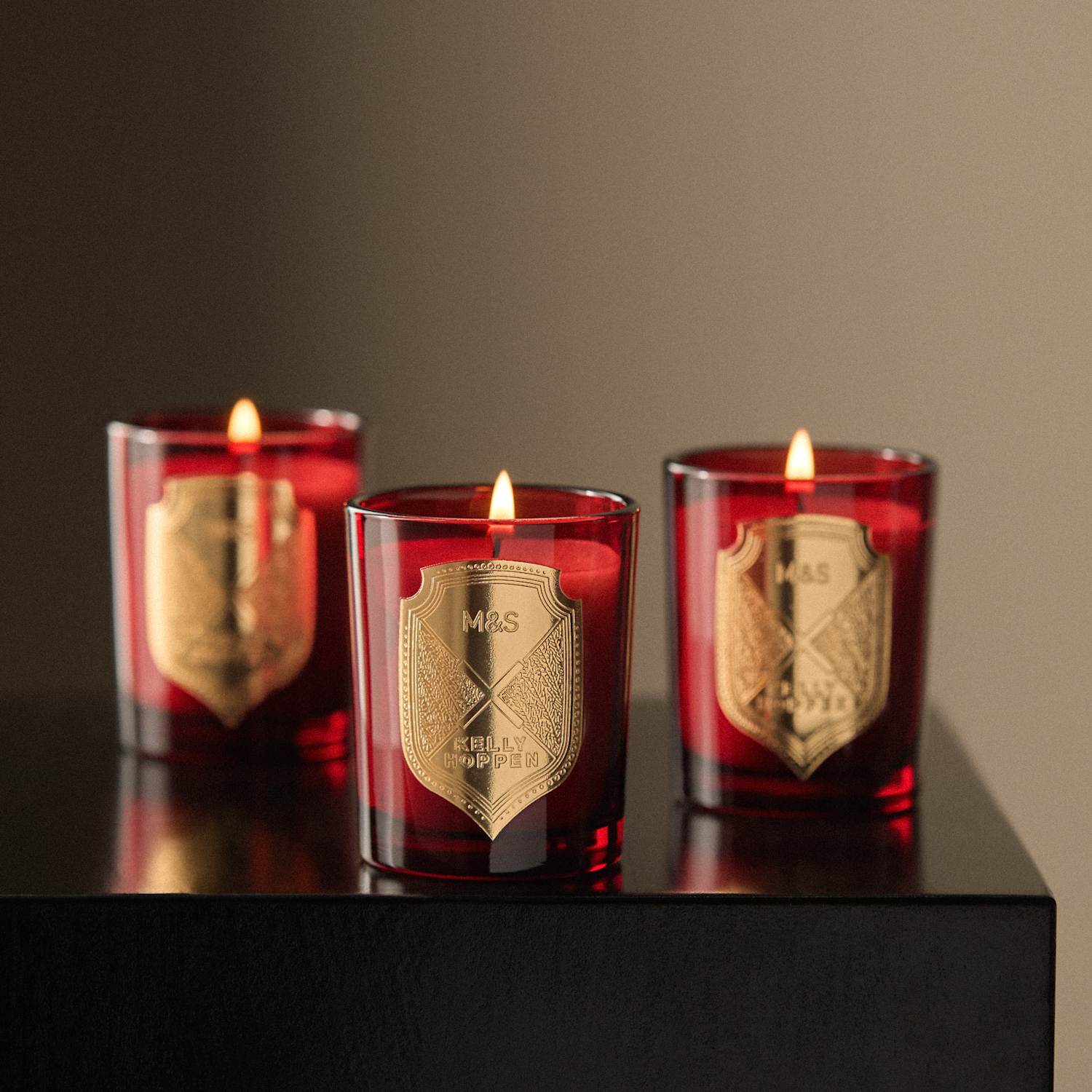 M&S X Kelly Hoppen Set of 3 THE Christmas Joy Fragrance Votive Candles - Red Mix
