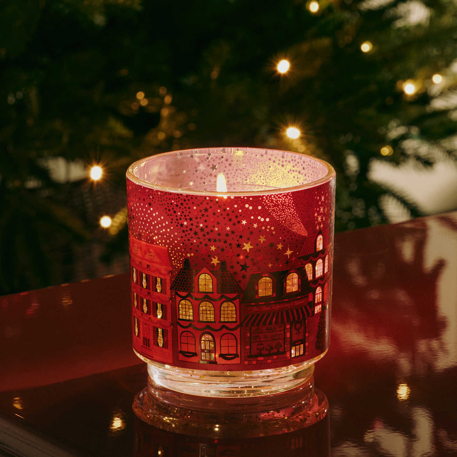 M&S Mandarin, Clove & Cinnamon Refillable Light Up Candle - Red Mix