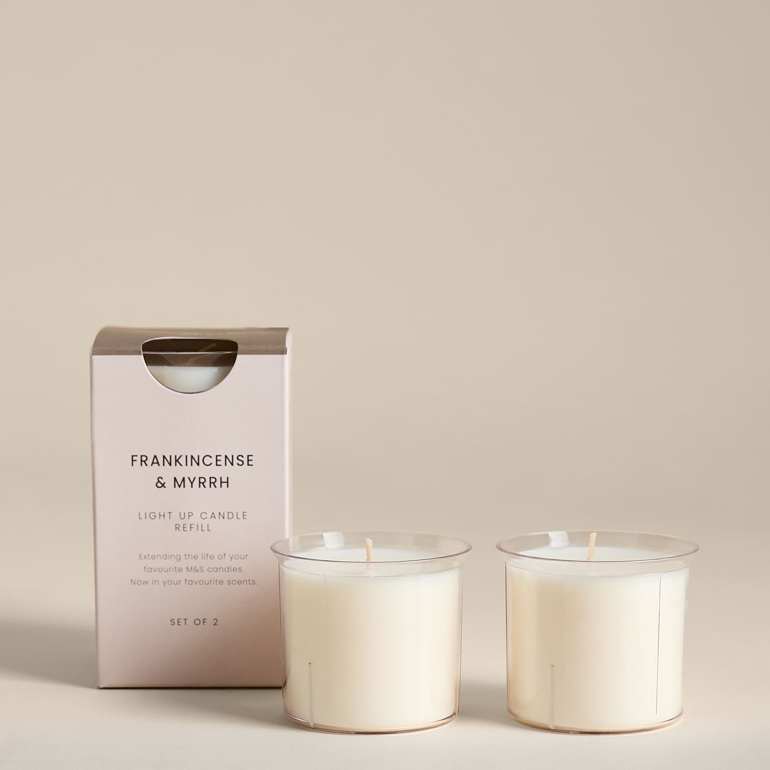 M&S Set of 2 Frankincense & Myrrh Candle Refills - White Mix