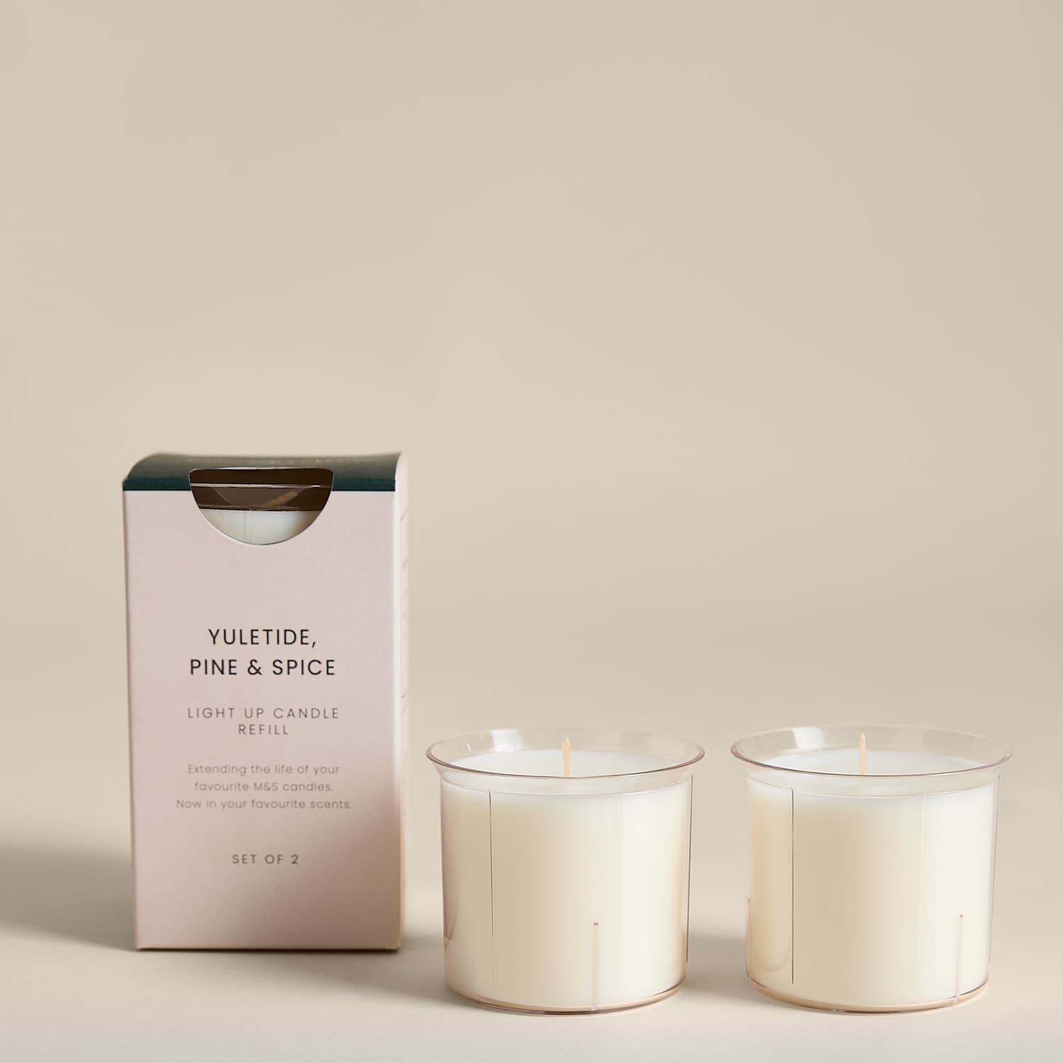 M&S Set of 2 Yuletide, Pine & Spice Candle Refills - White Mix