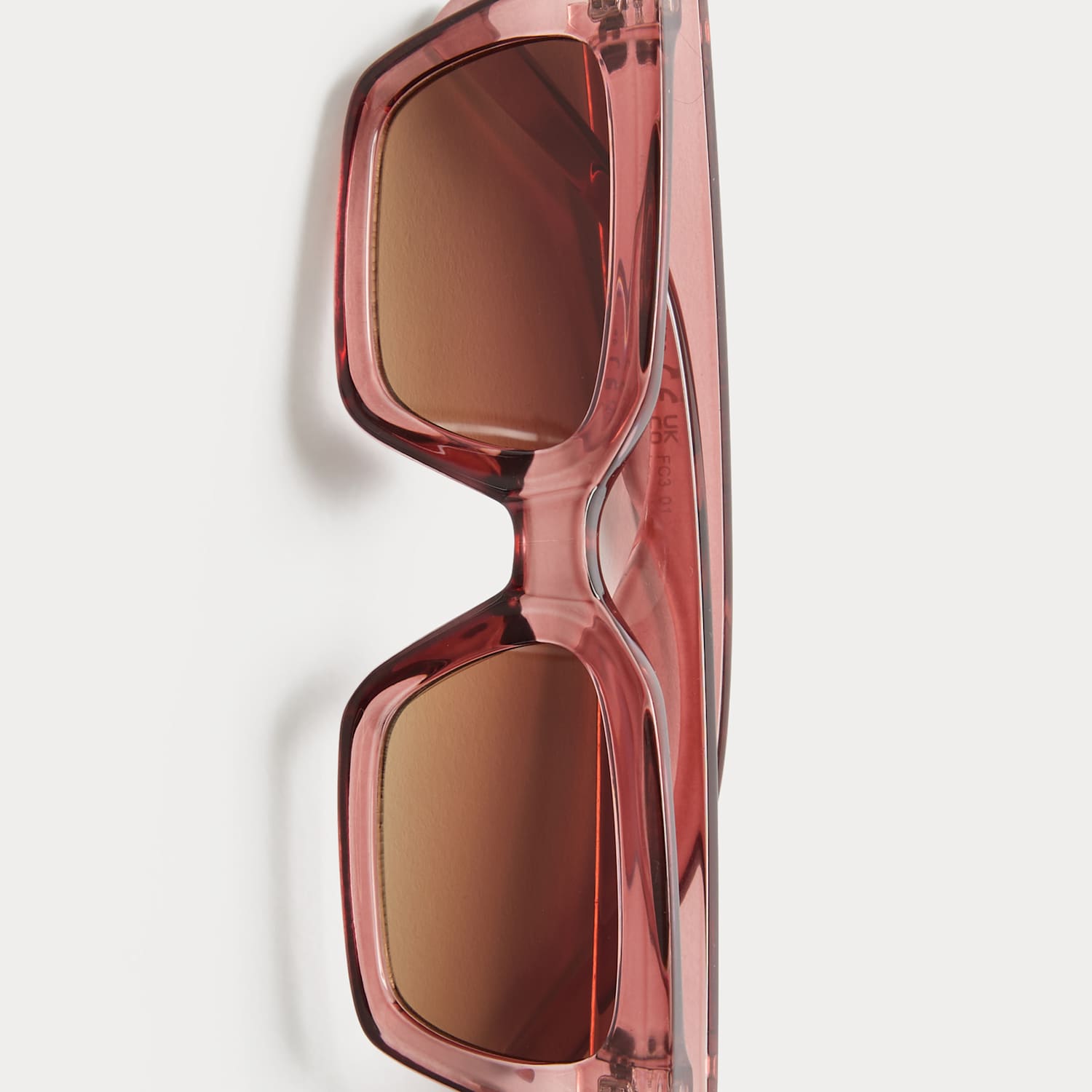 M&S Women's Bevelled Oversized Square Sunglasses - Pink