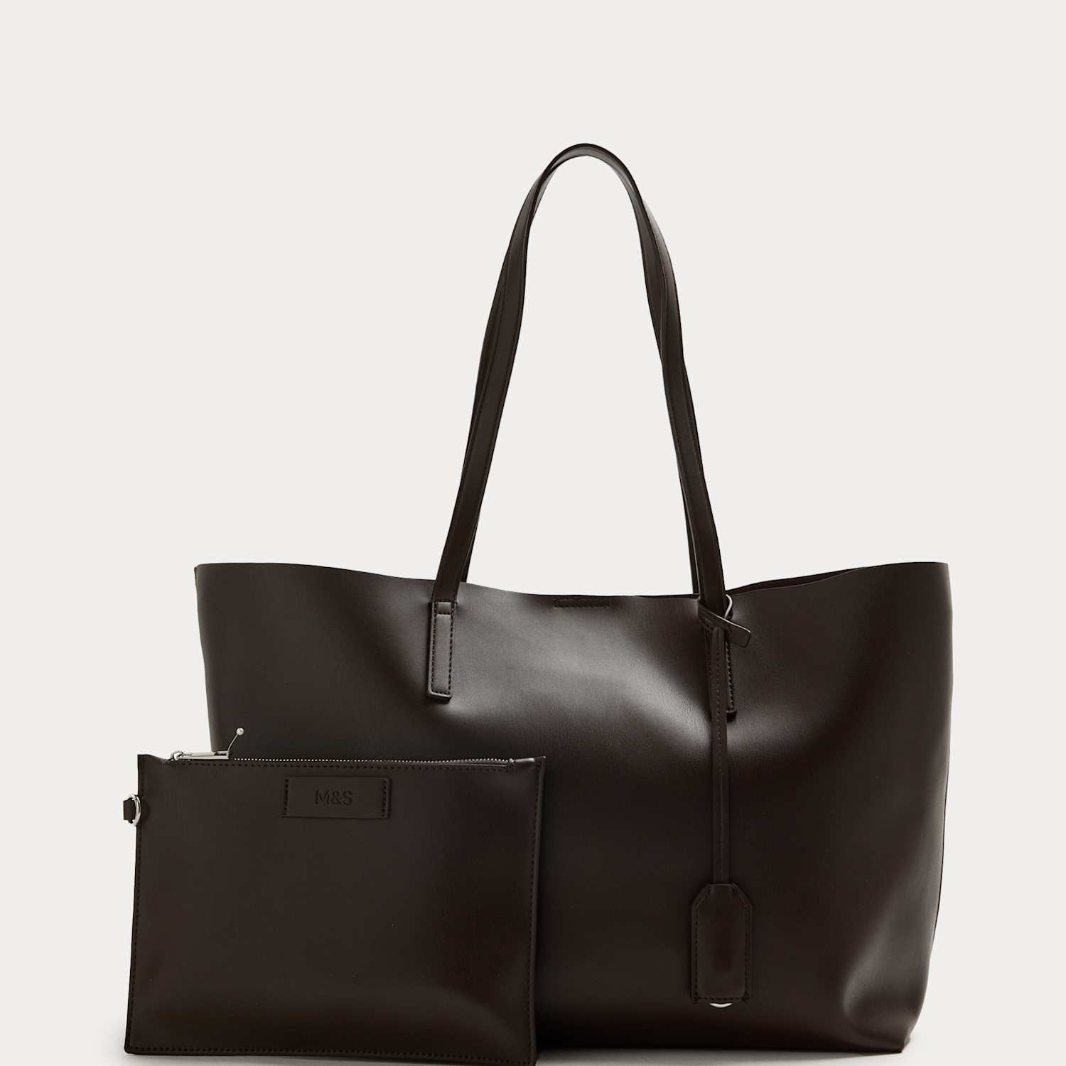 M&S Women's Faux Leather Shopper - Chocolate