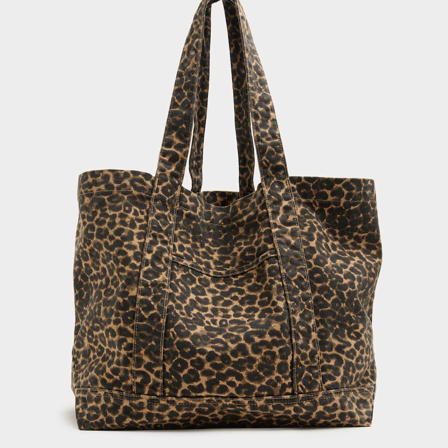 M&S Women's Canvas Leopard Print Tote Bag - Brown Mix