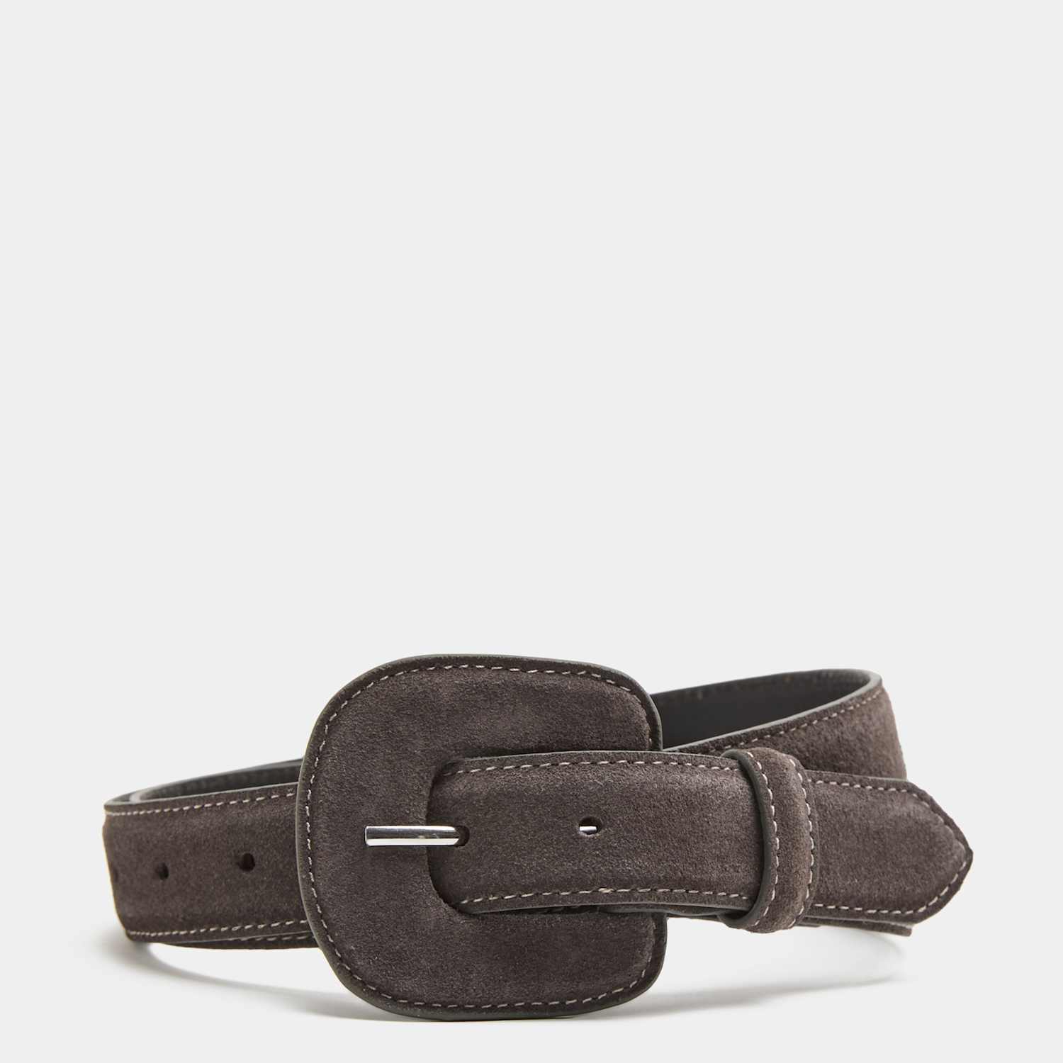 M&S Women's Suede Self Covered Buckle Belt - Small - Charcoal