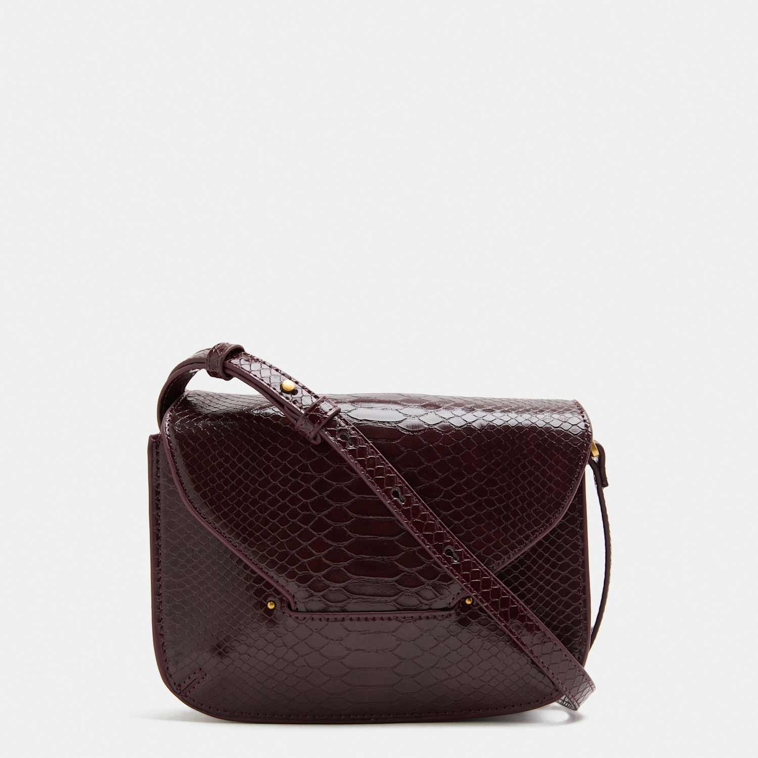 M&S Women's Snake Print Envelope Cross Body Bag - Burgundy